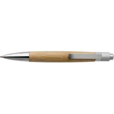 Image of Bamboo ballpen with metal clip.